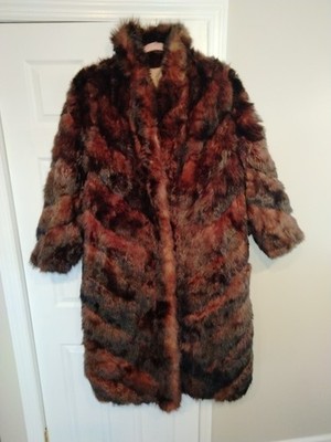 Burnished Brown Faux Fur Full Length Coat Size Large Exceptional 