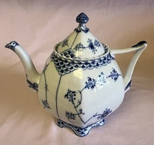 Royal Copenhagen Blue Fluted Full Lace Tea Pot #143 Damage As Is