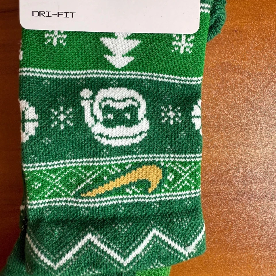 耐克 Elite 篮球船员袜男式 12-15 绿色圣诞假期 — 第 4/4 张图片