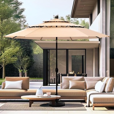 3m Sonnenschirm Gartenschirm Strandschirm UV50+ Balkon Garten Strand Draussen