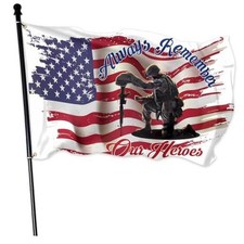 Memorial Day Flag 3x5 Ft for Outdoor Always Remember Our Heroes Flag Large