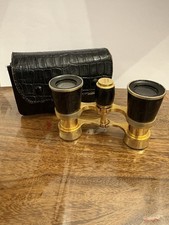 VTG Elegant Marceau France 3x25 opera glasses Gold Plated- Leather Barrel + Case