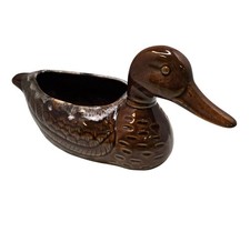 Vintage 14" Ungemach 442 Brown Glaze Duck-Shaped Mallard Ceramic Pottery Planter
