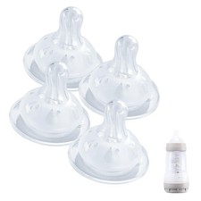4 Pack Bottle Nipples Compatible with Mam Bottle Soft Silicone Slow Flow 0