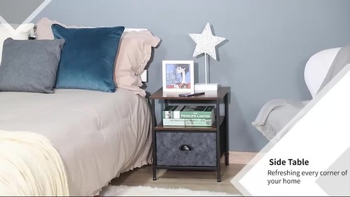HOMCOM Side Table Vintage Nightstand Coffee Table w/ Drawer for Living Room - Video 1 of 1