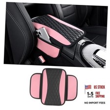 Leather Car Center Console Cover with Side Pockets,Stylish Car Decorations Pink