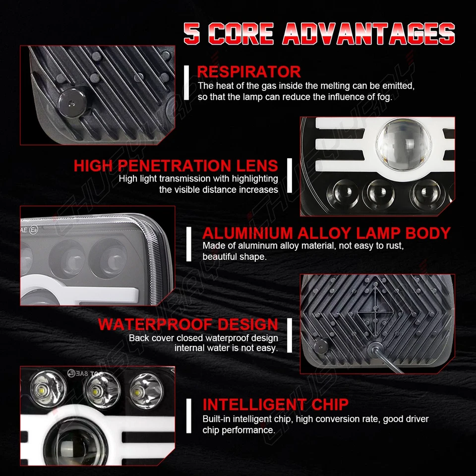 5x7" LED Headlight Hi Lo Beam Fit for Freightliner MT-35 MT-45 MT-55 Stepvan DOT - Image 4 of 4