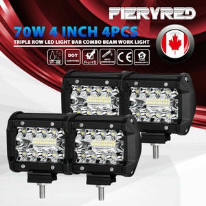 4 Inch LED Work Light 4Pcs Triple Row Spot Flood Beam 4WD Offroad Driving Lights