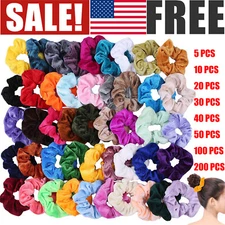Lot Women Girl Hair Scrunchies Velvet Elastic Hair Bands Scrunchy Rope Ties
