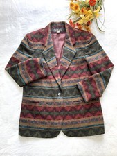 Vintage CASABLANCA Women's Aztec Blazer Jacket Size 10 Wool Blend Colorful