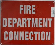 FIRE DEPARTMENT CONNECTION SIGN (10x12, Red, Aluminum)-REF24-1027