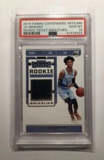 2019 Panini Contenders JA MORANT #RTSJMR PSA 10 Rookie Ticket Swatches low pop A