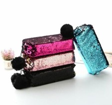 Reversible Sequin Pencil Case Girls School Stationery Big Magic Pens Pencil Box 