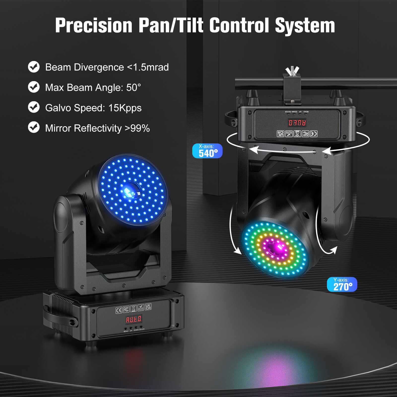 2W 3D Animation Laser Light Projector DMX RGB Stage Effect Moving Head Light US