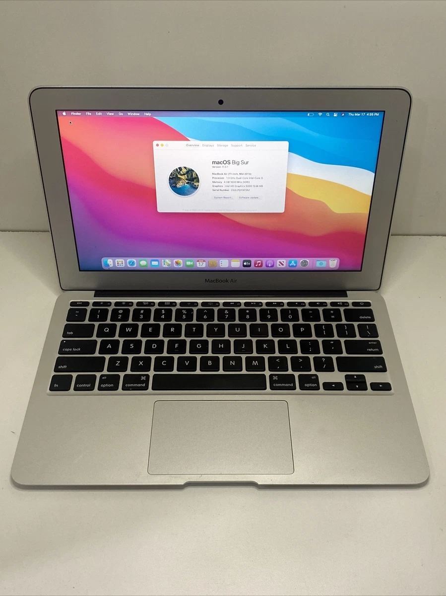 Apple macbook air 11” 2013 core i5 4GB 128GB MacOS Big Sur Clean