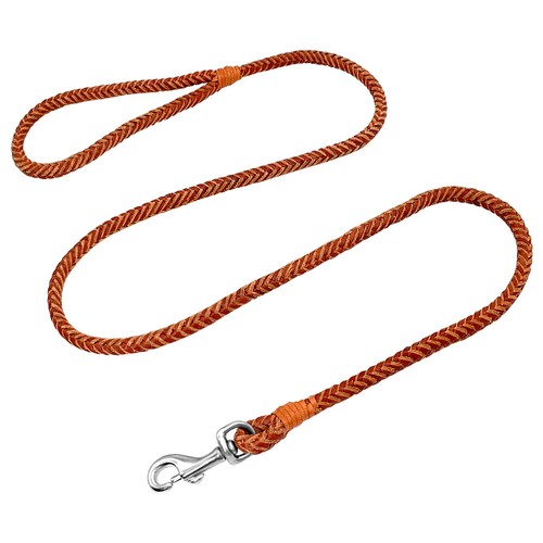4ft Braided Leather Dog Lead Pet Walking Leashes Rolled Rope Small Medium Brown - Picture 5 of 14
