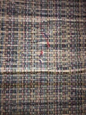 VTG HAND LOOMED DENIM RAG FLOOR RUG BLUE FARMHOUSE 1970s 26 X 64" RUG 5 GUC