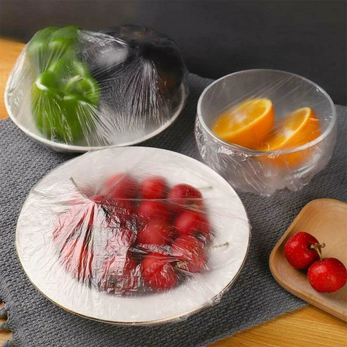 100 Stück Kunststoff Lebensmittel Abdeckung Einweg Lebensmittel Frischhaltedeckel mit Gummizug - Bild 5 von 10