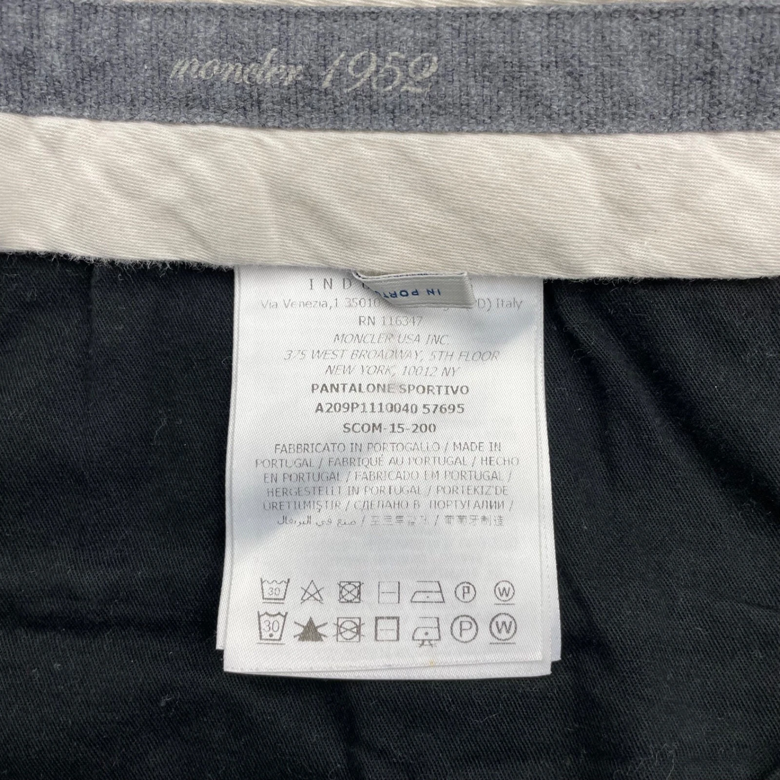 Moncler 1952 Pantalone elegante uomo misto lana piatto davanti grigio • 34x34