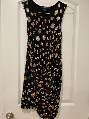 French Connection Black Dress with Gold Sequins | eBay