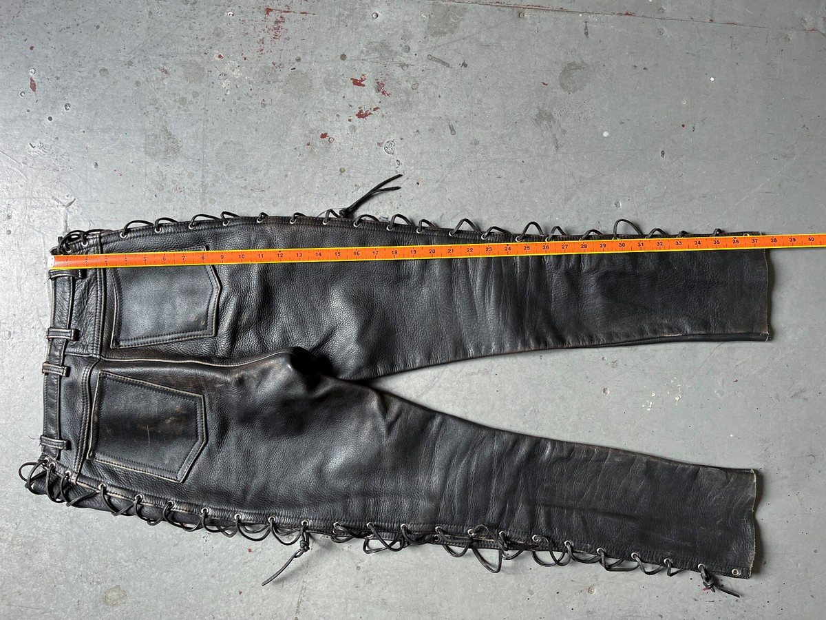 60s 70s Vintage Black Leather Biker Motorcycle Racing Lace 60s 70s Vintage Black Leather Biker Motorcycle Racing Lace