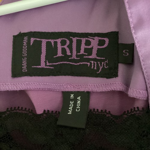 Vintage Tripp NYC S nero viola bustier corsetto pizzo broccato top Y2K punk gotico - Foto 13 di 13