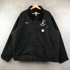Vintage Carhartt Detroit Canvas Work Jacket Blanket Lined Black 3XL