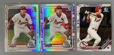 Three Bowman Chrome Nolan Gorman: Two 2020 Draft Refractor & 2019 Prospect Base