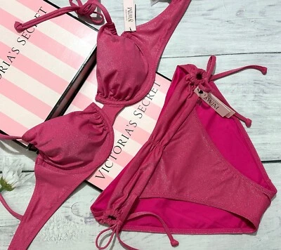Ensemble De Bikini Top Bra Push Up À Fronces Shimmer De VICTORIA'S SECRET Rose - Photo 1/4