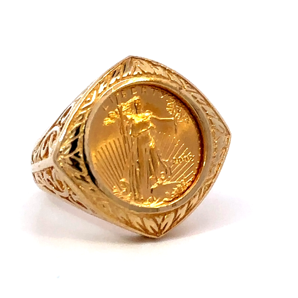 2002-1-10-oz-5-walking-liberty-gold-coin-and-14k-gold-ring-size-7-25