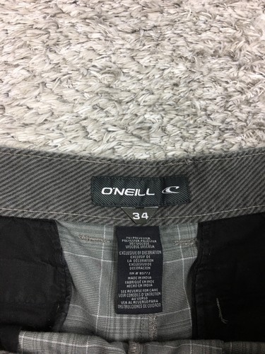 Oneill Chino Shorts Womens Size 34 Gray Plaid Performance Stretch - Picture 5 of 12