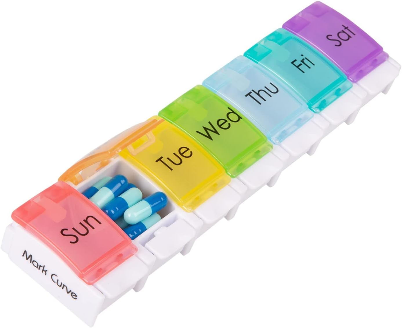 Weekly Pill Box Organiser – 7 Day Push-Button Case for Tablets, Vitamins & Meds