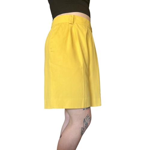 Pantalones Cortos Vintage Años 80 Deadstock Mondi Amarillo Brillante Cintura Alta Mamá 30" Cintura - Imagen 2 de 8