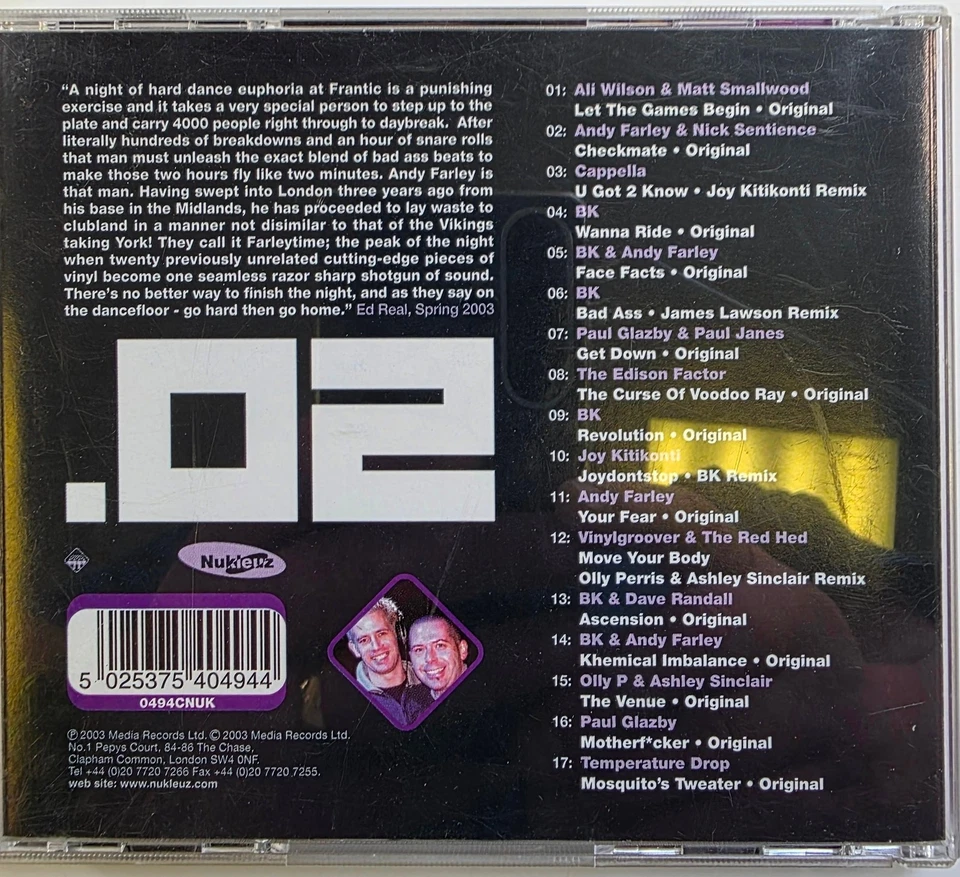 Frantic Residents 02 Mixed Andy Farley CD Album Nukleuz Hard Dance 2003 dance Foto 2 de 4
