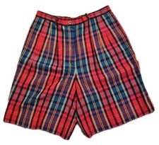 Pendleton Womens 12 Plaid 100 Rayon High Waist Shorts Lined USA