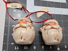 Tii Collections Winking Santa Ceramic Ornaments lot 2 w/ org tags hanging vtg