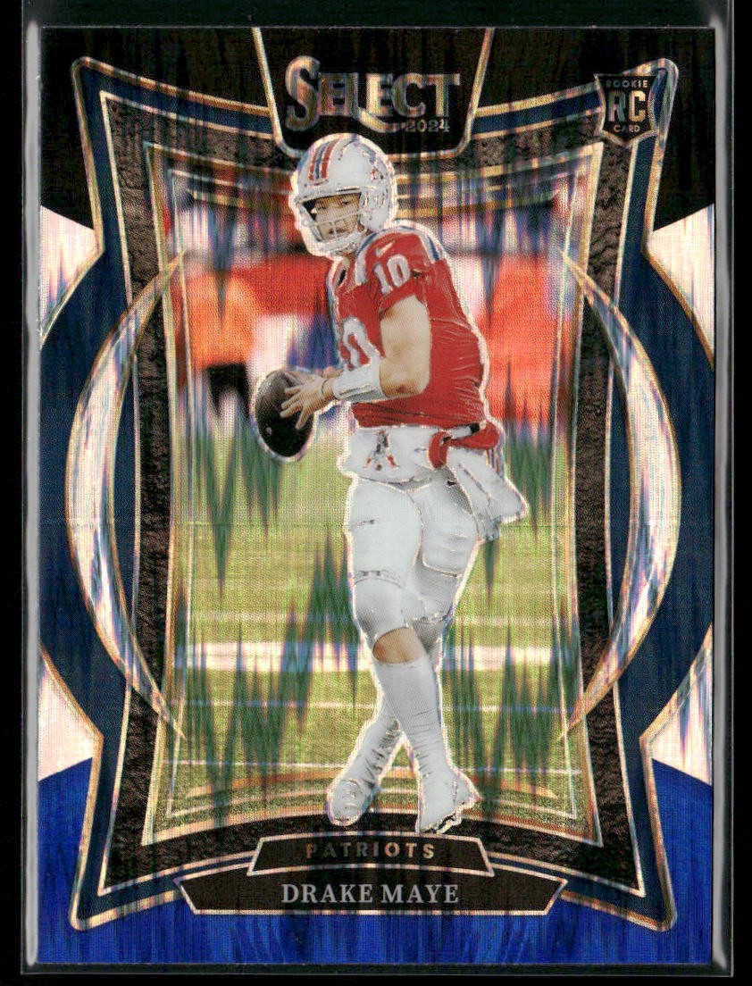 Drake Maye 2024 Panini Select Black & Blue Prizm Shock #27 RC Patriots