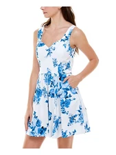 TRIXXI Womens White Sleeveless Mini Evening Fit + Flare Dress Juniors 7