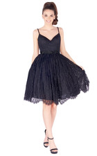 Mac Duggal Knee length A-line cocktail Dress Spaghetti Straps 40920 Black 16 NWT