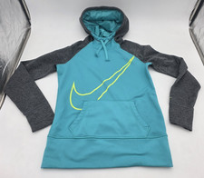 Nike Hoodie Women s Small Blue Teal Therma Fit All Time Swoosh Pullover