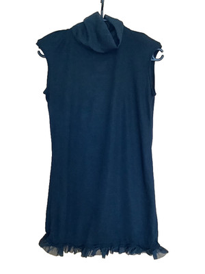DESIGUAL Top schwarz | Gr.S | hoher transparenter Kragen | hübsche Rüsche unten