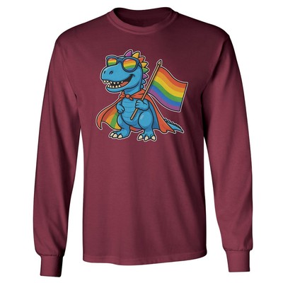 Dinosour T-Rex LGBT Rainbow Flag - LGBTQ Pride Month Long Sleeve Tshirt