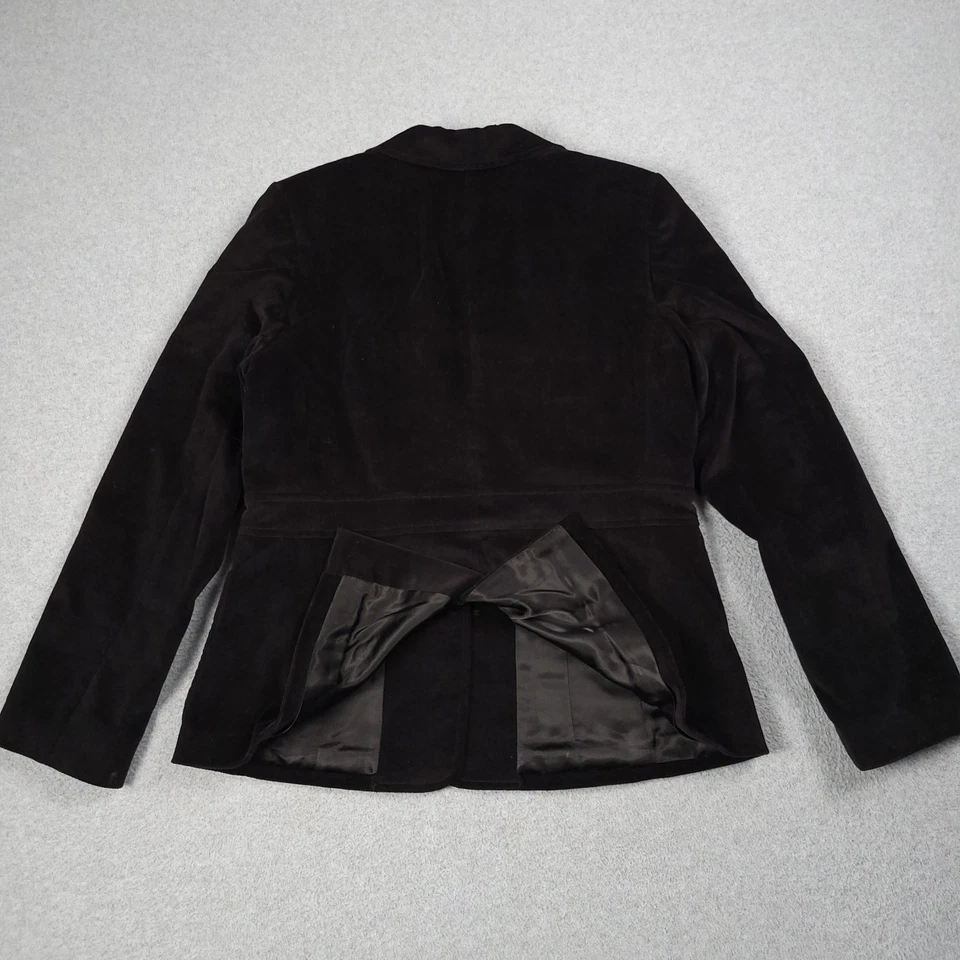 Blazer Banana Republic Mujer Mediano Negro Terciopelo Elástico Traje Chaqueta Carrera Foto 4 de 4