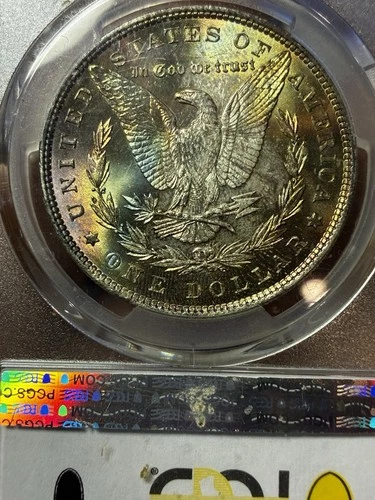 1886 PCGS MS63 MORGAN SILVER DOLLAR ELITE VIBRANT RAINBOW TONING SUPERIOR PQ