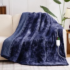Heated Electric Blanket Throw, Faux Fur Sherpa Heating Blanket for Sofa Bed,