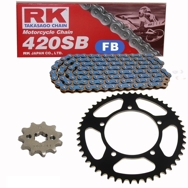 Kettensatz Aprilia Tuono 50 03-05 Kette RK FB 420 SB 124 Offen Blau 11/47-image
