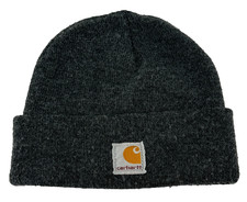 Carhartt Beanie Youth Gray Knit Hat Logo Patch Winter Cap Cuffed