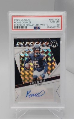 2025 Mosaic Rome Odunze In Focus Signatures White Auto /25 PSA 10 #IFS-ROE