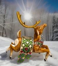 Jim Shore Reindeer Dash Away Green Blanket Or...