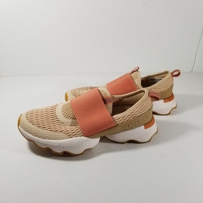 Sorel Kinetic Impact Strap Sneakers Women's 6.5 Beige Mesh Pink Strap Shoes